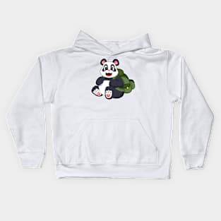 Panda as Hiker with Backpack Kids Hoodie